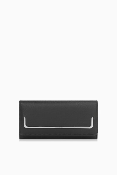 CENGİZ PAKEL Women's Large Size Wallet/Portfolio with Metal Accessory Detail - 65291 - Black/Powder