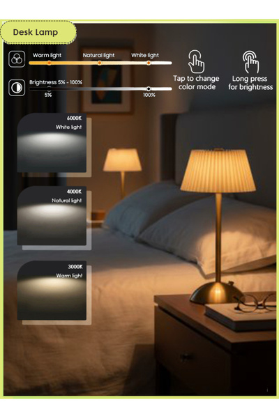 Generic مصباح مكتبي من قطعتين، 3 ألوان، طاولة شحن بجانب السرير، مصباح ليلي صغير من النحاس العتيق مع غطاء مصباح من الكتان