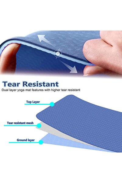 SKY LAND Eco TPE Yoga Mat EM-9304-B Non-Slip 6mm Thick for Yoga, Pilates & Home Workouts Blue