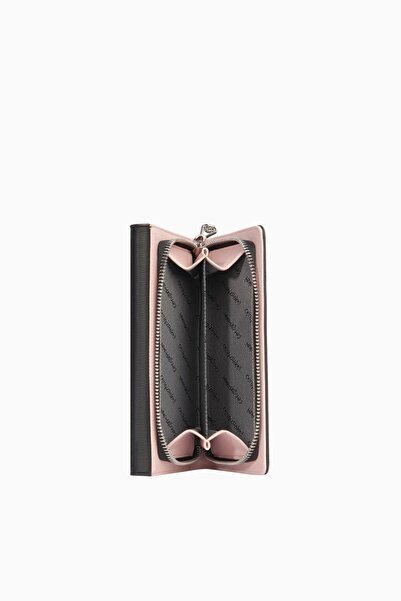 CENGİZ PAKEL Women's Large Size Wallet/Portfolio with Metal Accessory Detail - 65291 - Black/Powder