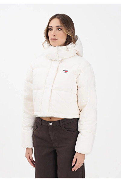 Tommy Hilfiger TJW Alaska Grid Short Down Dámský bílý kabát DW0DW21624YBH