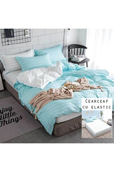 Patul Bed Linen, Satin Cotton, Sulphur, 2 Persons, Double Bed, 4 Pieces, Fitt...