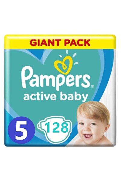 Pampers Active Baby Diapers, Giant Pack, Size 5 Junior, 11-18 kg, 128 pcs