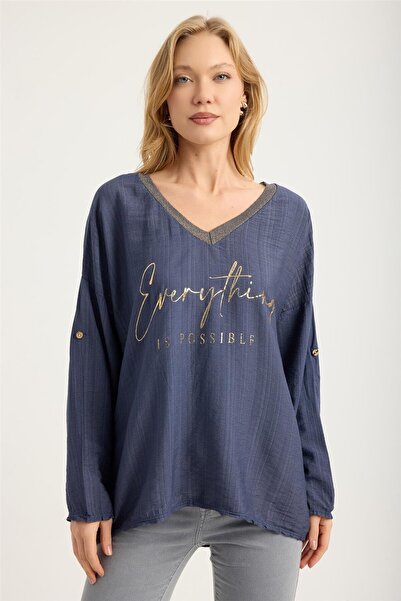 HomeStore Glittery V-Neck Blouse