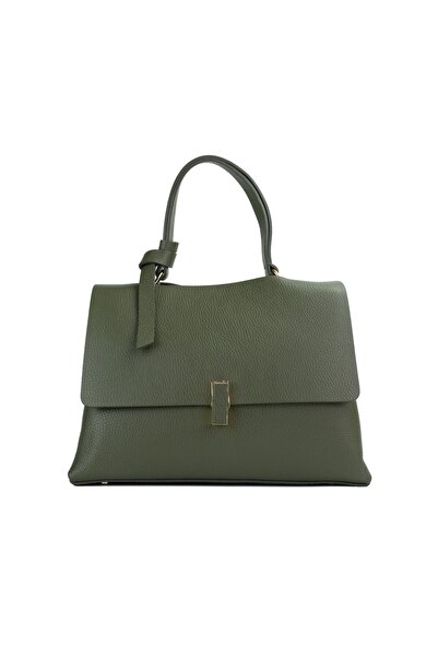 Posete Fagaras Deanna Leather Purse - Khaki, 3 Compartments, 3 Pockets, Adjustable Strap 125 cm