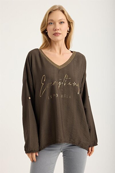 HomeStore Glittery V-Neck Blouse