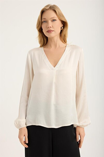 HomeStore Bluză elastică cu decolteu în V și mâneci