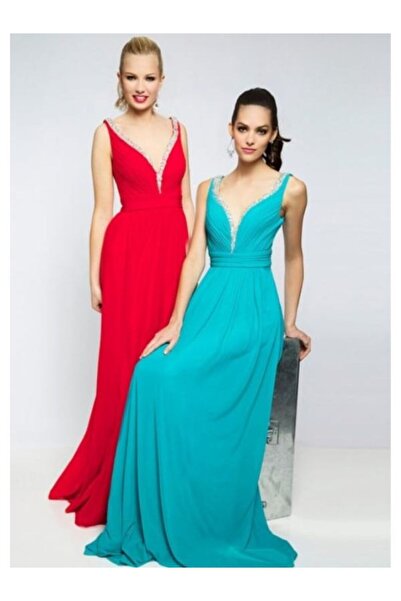 Jovani New York Rochie de seara turcoaz lunga in clos din voal