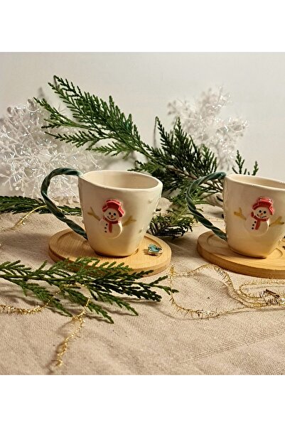 senseoftouch New Year's Turkish Coffee Cup Handmade Ceramic New Year