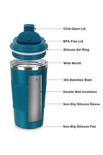 COOYA Coffee Mug 17oz - Insulated Coffee Travel Mug Spill Proof with Leakproof Lid Vacuum Stainless Steel