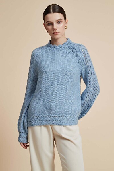 Yola Long-Sleeve Lace Shoulder-Button Jacket