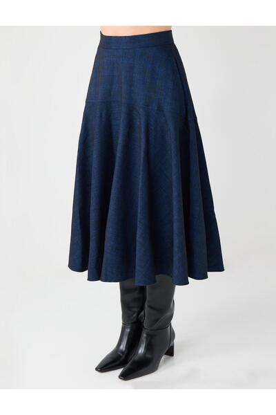 Jimmy Key Синя зручна крій висока талія середньої довжини ткана спідниця