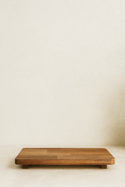 Bohemian Doğal Iroko Ahşap Sunum ve Yağdanlık Altlığı / Stand – 30x16x3 cm