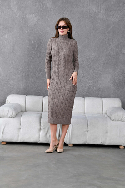 Park Karon Women's Turtleneck Knit Detail Winter Knitwear Dress