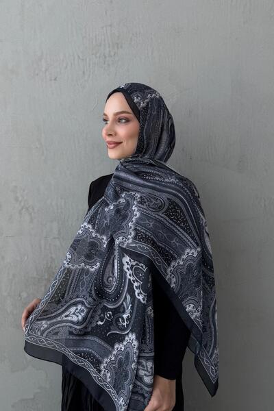 Byedauzunlar Black Mahra Authentic Indian Silk Shawl