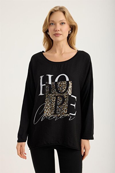 HomeStore Επιχρυσωμένη Μπλούζα Λεοπάρ *Hope*