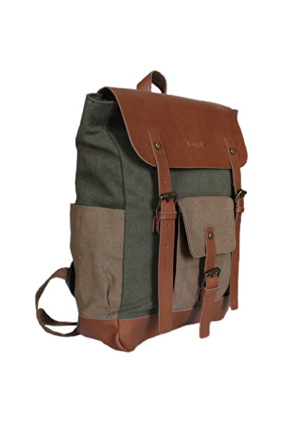 Suat Saraç Canvas Fabric Backpack with Laptop Compartment