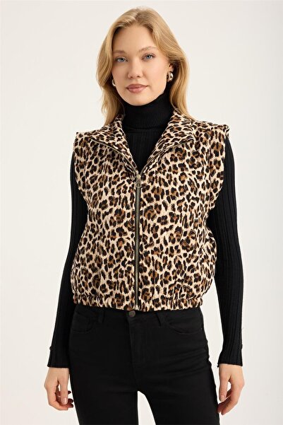 HomeStore Γιλέκο με Λεοπάρ Σχέδιο και Επένδυση