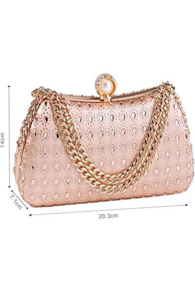 Amigo Women's glittery embellished handbags with shoulder chain, sparkly evening bags for parties