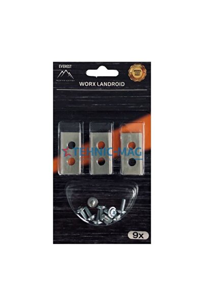 Everest Set of 9 Replacement Blades for Worx Landroid Lawn Mower, 36.2 mm