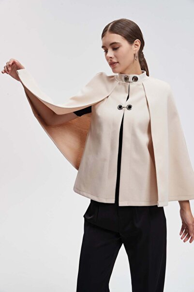 Livia Solid Short Poncho with Long Sleeves