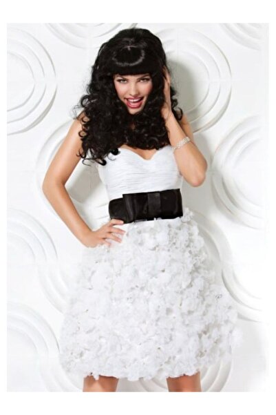 Jovani New York Rochie de ocazie alba scurta baby doll din tulle cu floricele...