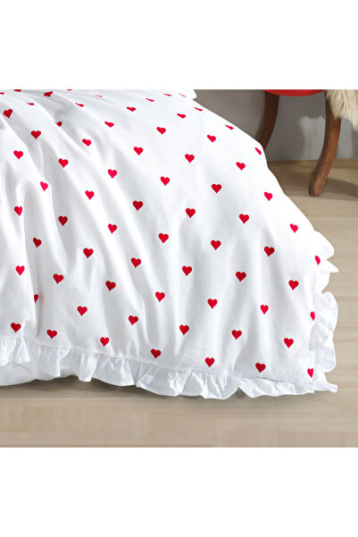 Lief Home Ruffled Heart Single Duvet Cover Set | 2 Pillowcases | Elastic Sheet | 160X220Cm