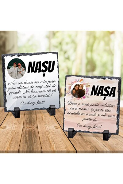 CrisPrint Set of 2 personalized slate plates – Elegant gift for godparents