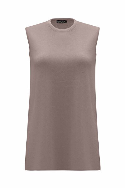 MISS DALIDA Basic Kolsuz Triko Vizon Tunik