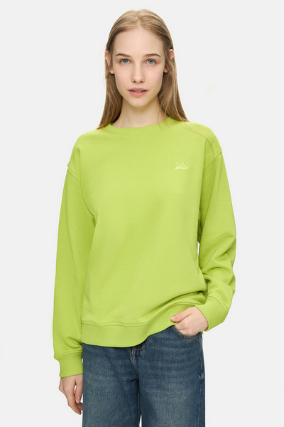 UCLA Sunniva Dark Green Crew Neck Embroidered Loose Fit Women's Sweatshirt