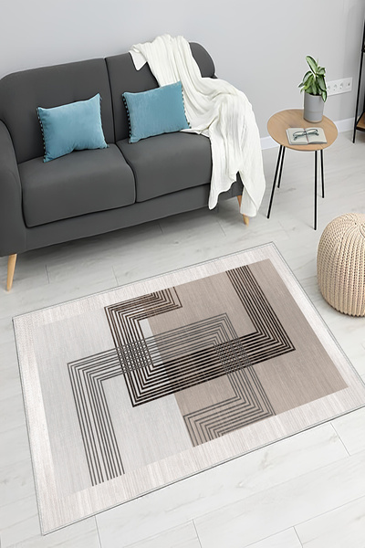 Zeria Home Kaymaz Taban Dijital Baskı Yıkanabilir Yolluk Mutfak Halısı Korido...