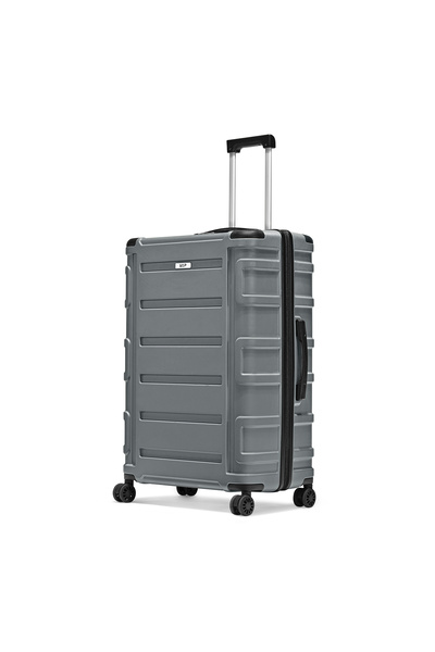 Vip Cyprus 8 Wheel Hard-Shell Luggage, Grey ,Durable Design with TSA Lock, Lightweight (Large Size)
