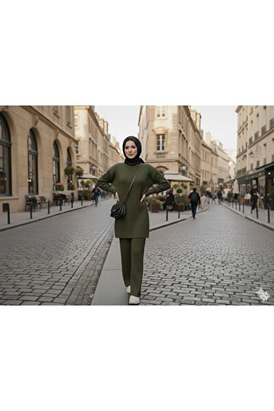 FUNDA Fashion Kadın Yarım BalıkçıYaka Tunik Pantalon Triko Alt-Üst Takım