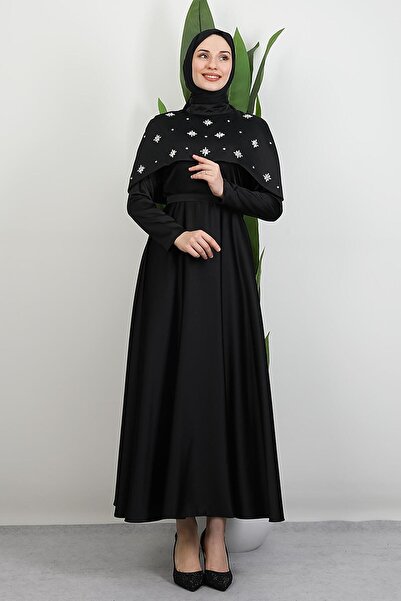 GİYZAMİLA Φόρεμα με πέτρες με κάπα μαύρο