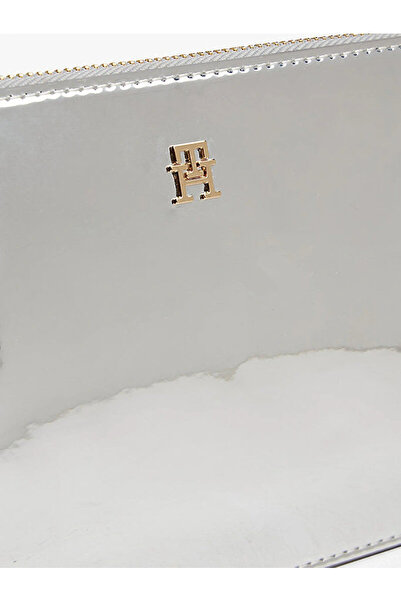 Tommy Hilfiger Th Icon Metallic Chain Shoulder Women's Gray Wallet Aw0Aw18219Pe6