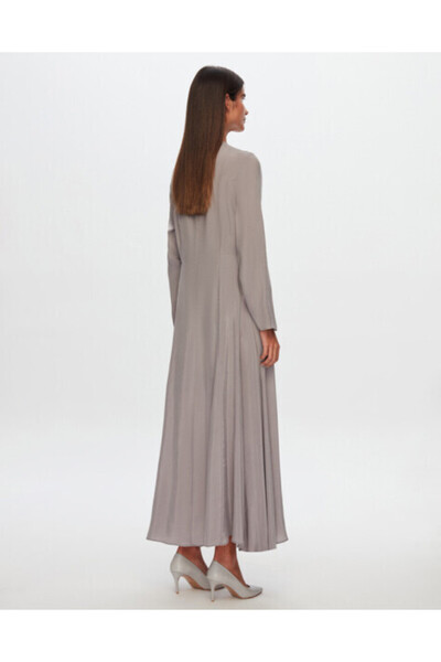 MISS DALIDA T24Y-4037 Yuvarlak Yaka Düğme Detaylı Cupro Elbise BLUE