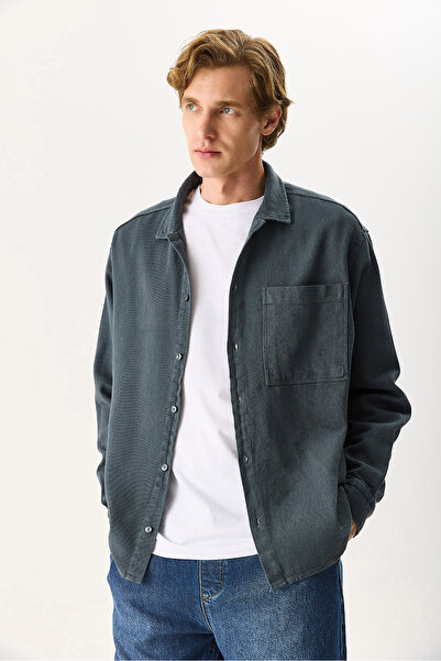 VENA Ανδρικό πουκάμισο Gabardine Regular Fit 100% βαμβάκι - Ανθρακί