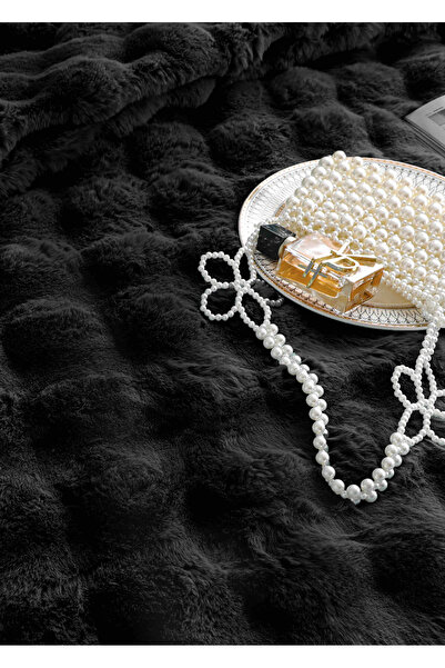 JOJO HOME Cocolino faux rabbit fur bed linen, 6 pieces, Black