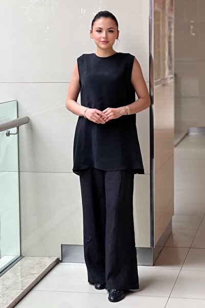 MISS DALIDA Missdalida Solid Color Sleeveless Cupro Tunic