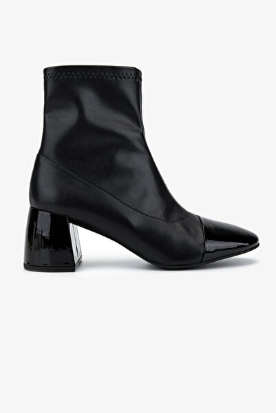 Valmenti Kadın Deri & Suni Siyah Topuklu Bot