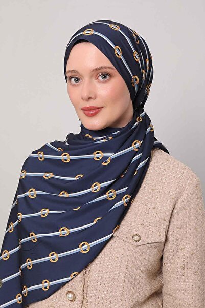 Levidor Lacivert Çizgili Halka Desen Club Şal