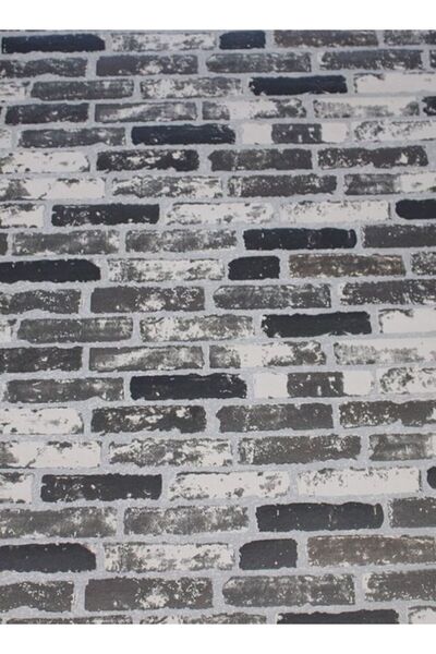 HALAMODO ورق جدران ثلاثي الأبعاد بتصميم طوب عتيق باللون الأسود والرمادي والأب...
