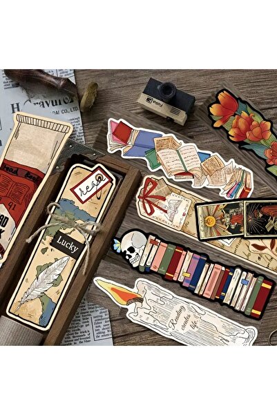 OBRO Set of 30 Vintage Bookmarks – Retro Cardstock Reading Markers for Book Lovers, 15×4 cm