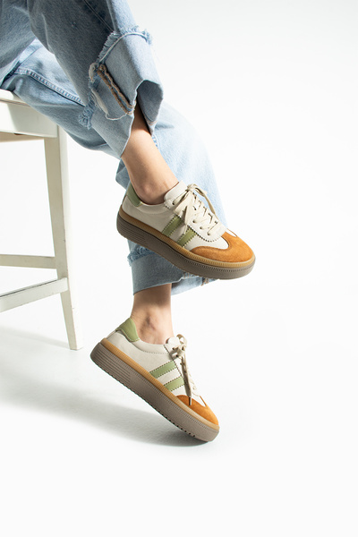 Getcho Doak Women's Genuine Suede Leather Beige Sports Shoes