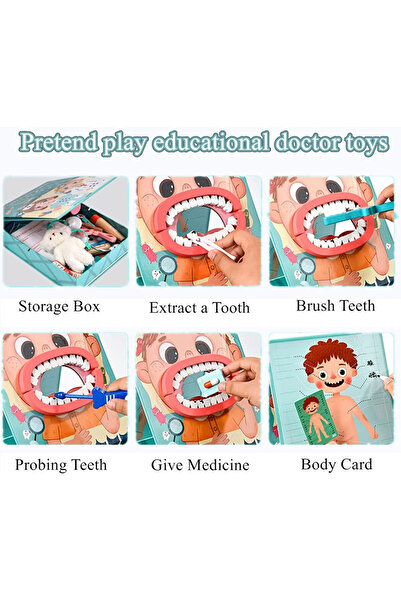 Picodino Educational dentistry kit – Wooden dental set with 23 accessories, 3+ years