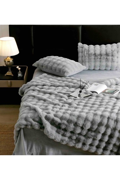 JOJO HOME Cocolino faux rabbit fur bed linen, 6 pieces, Grey