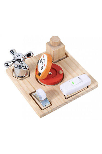 Krista Tablă de lucru cu 5 activități, ține bebelușul ocupat, fabricată din lemn