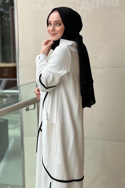 MISS DALIDA Missdalida Mercerized Cardigan with Crossed Piping and Agraft on the Front