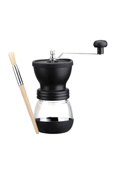 HALAMODO مطحنة قهوة يدوية سوداء/شفافة سعة 0.5 لتر مع وعاء تخزين