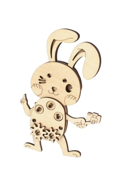 Krista Model 3D din lemn Iepure, 20 de piese cu sistem de roți dințate